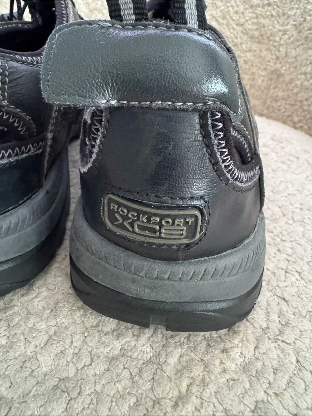 Rockport XCS Men’s Fisherman Sandals Black Leather Slip Resistant Size 12